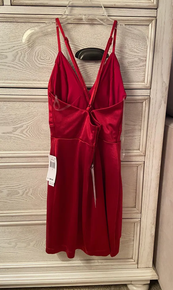 Red Satin Dress Size 0 - Image 2