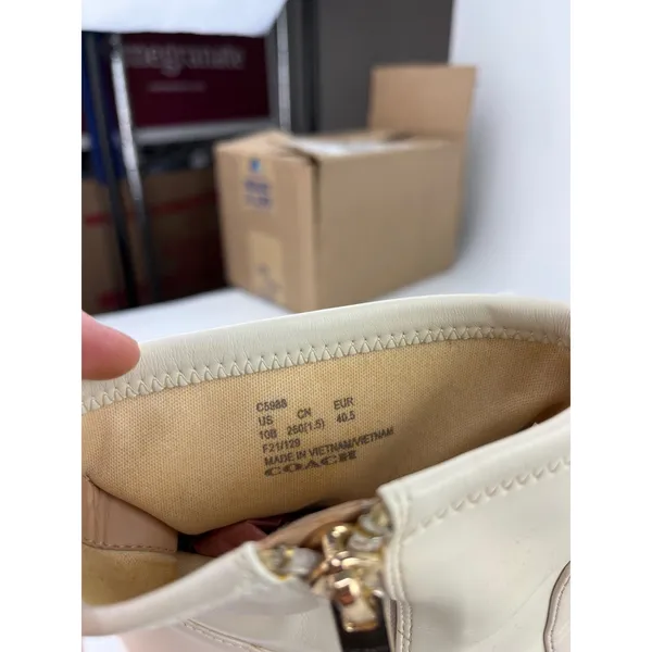 Coach Nala Chalk White Leather Zip Up Block Heel Western Ankle Boots Booties 10 - Image 7