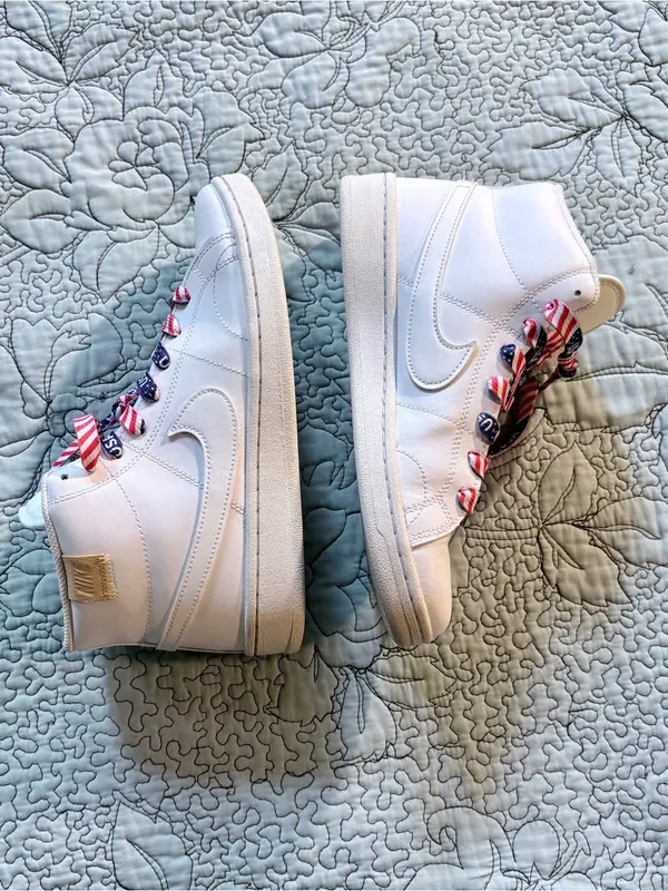 Nike Blazer Mid White Sneakers Custom USA Patriotic Flag + Original Laces~9💚 - Image 5
