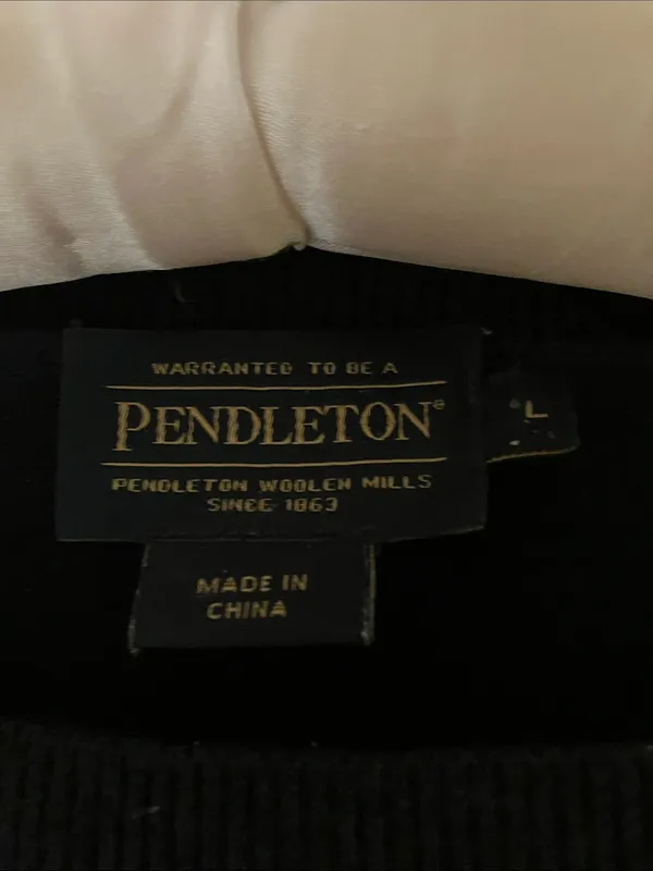 Pendleton Woolen Mills Navy Striped Wool Sweater Size Large Damaged - Image 2
