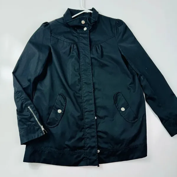 H&M Black Zip‎ Button Lightweight Coat Jacket Size 6 - Image 2