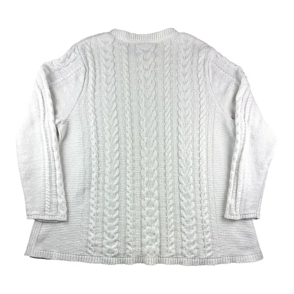 J. Jill Womens XL Ivory Cable Knit Chenille Fishermans Pullover Sweater Timeless - Image 8