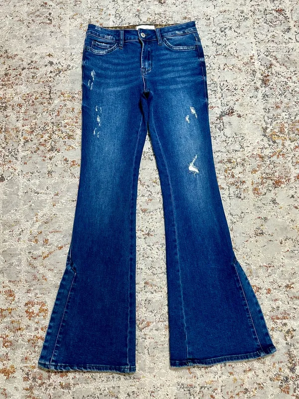 Vervet Flare Jeans Leopard Slit Size 26 - Image 2