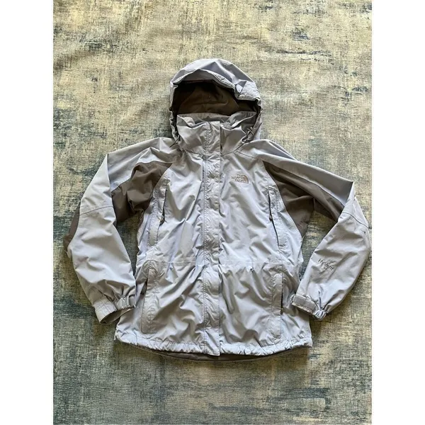 The North Face Light Blue Dark Gray Color Block Waterproof Hyvent Jacket M - Image 9