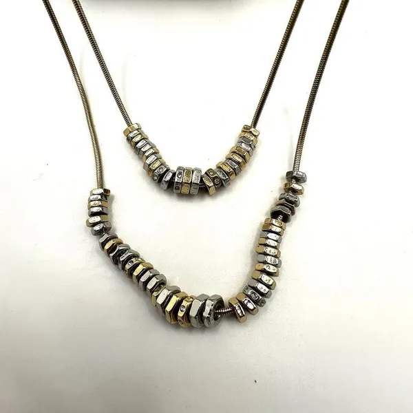 Chico’s gold tone washer beads double strand long necklace - Image 9