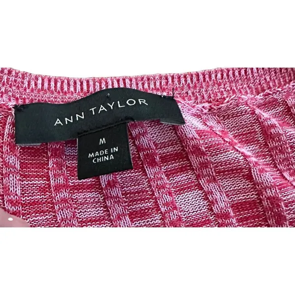 Ann Taylor Red Pink Marled Ribbed‎ Side Button Sweater sz M - Image 5
