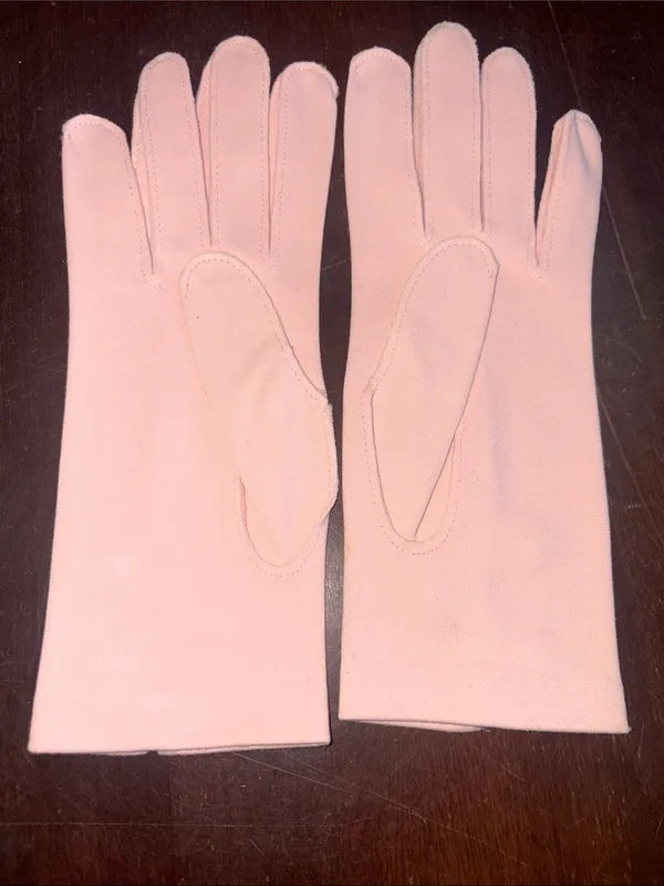 Women's Pink Dress Gloves with Button Detail - Image 2
