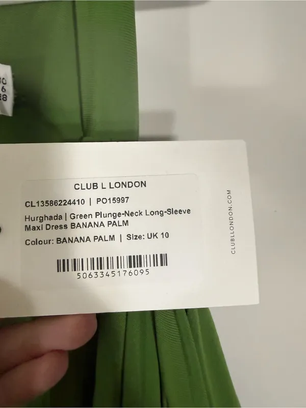 NWT Club L London Hurghada Green Plunge Long Sleeve Maxi Dress Green Size 6 - Image 8