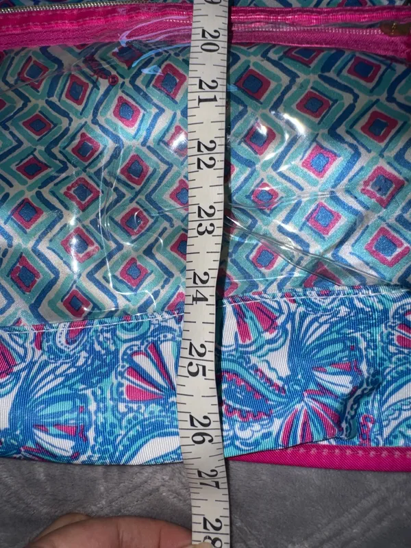 Lilly Pulitzer Hanging Valet Toiletry Bag in My Fans - Blue/ Pink - Image 9