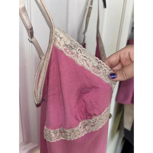 Y2K Victoria’s Secret Pink Lace Trim Babydoll Cami Coquette M Fairy Stretch - Image 5