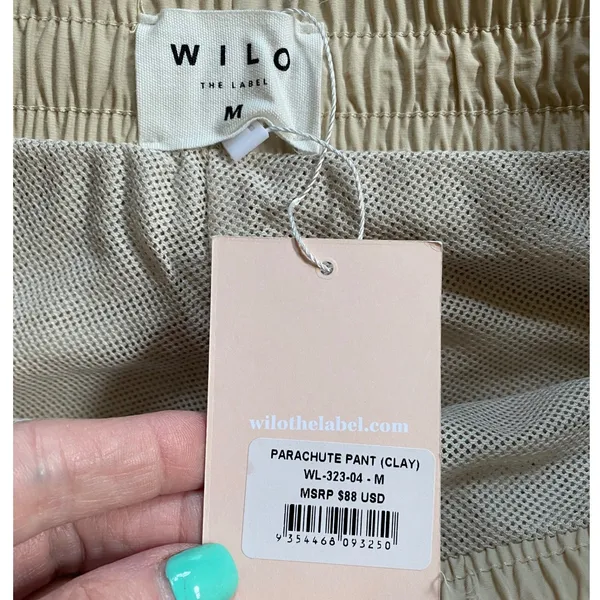 WILO THE LABEL Parachute‎ Pant Clay Beige Nylon Mesh Lined Joggers WL-323-04-M - Image 5