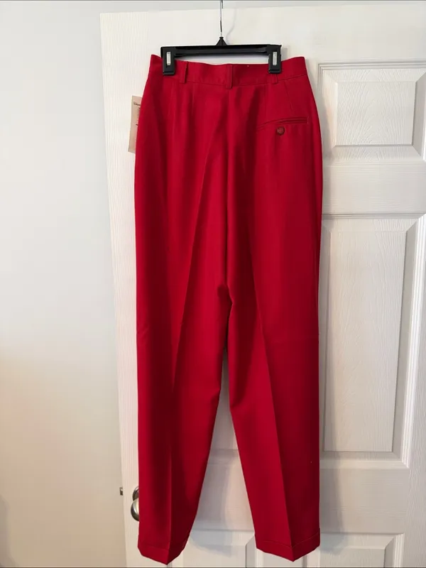 Liz Claiborne Red Women’s 100% Wool Dress Trousers - Classic Pleated Front - Image 3
