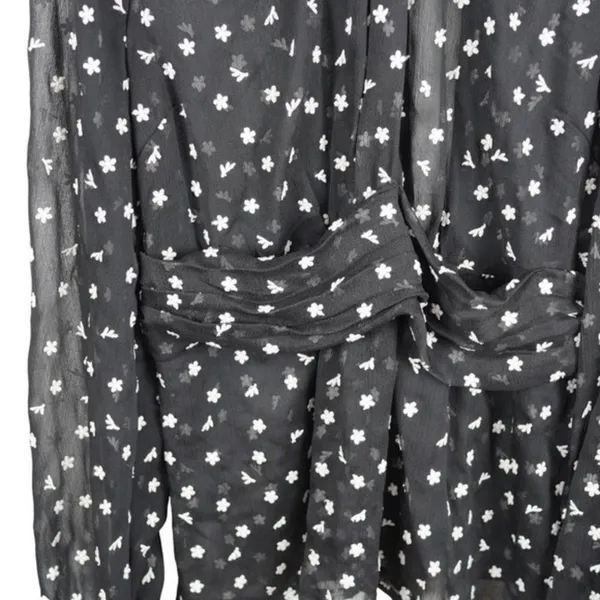Lulus Blouse Womens M Sheer Floral Long Sleeve Ruffle Neck Keyhole Back Top - Image 4