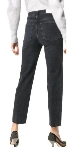 Re/Done Womens High-Rise Straight Leg Black Denim Jeans Size 29 - Image 2