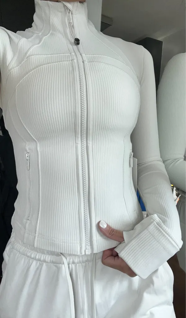 Lululemon Cropped Define Jacket Ribbed Nulu Bone Radiate Transparent Foil - Image 9