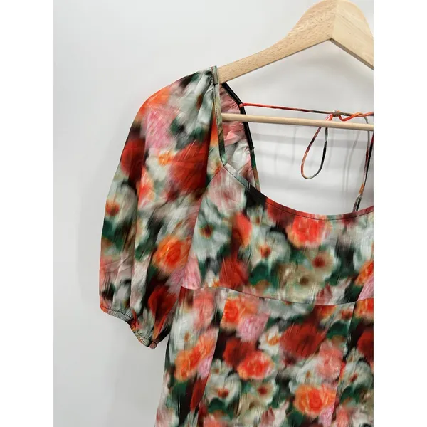 J.Crew Womens 2 Liberty Floral Cotton Top Square Neck‎ Puff Sleeve Blouse - Image 5