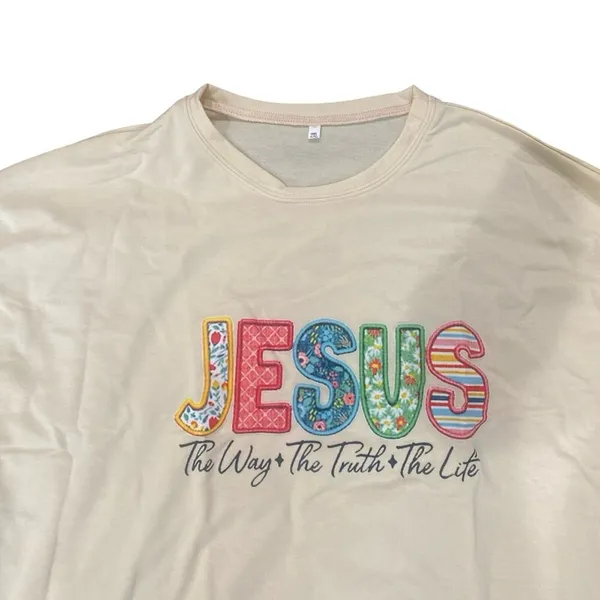 JESUS Graphic Sweatshirt in Beige, Size 2XL​ - Image 2