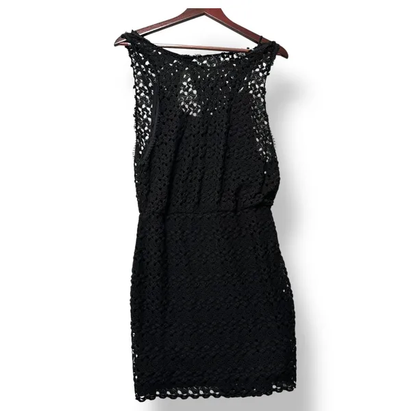Free People Womens Black Crochet Lace Dress‎ M Boho Romantic Feminine Festival - Image 3
