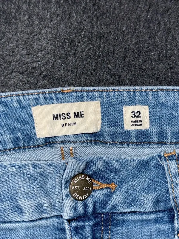 MISS ME Denim Crop Flare Jeans Light Wash Raw Hem Womens 32 x 26 Stretch M2190FL - Image 8
