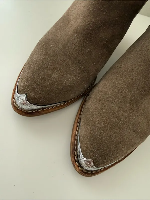 Jeffrey Campbell Cromwell Cut Out Western Taupe Brown Suede Ankle Boot 7.5 - Image 9
