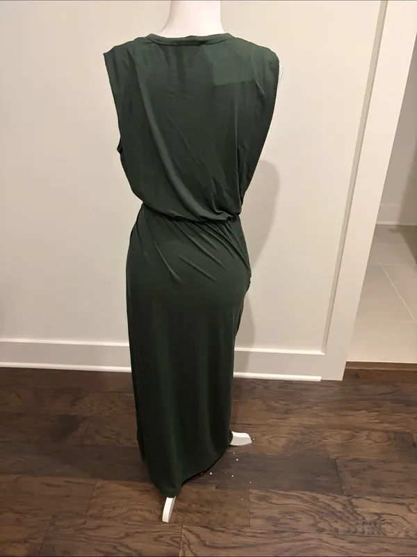 New With Tags Elan Front Slit Dark Green Midi Dress Sz S - Image 7