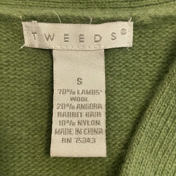 Tweeds Soft Green Angora Lambswool‎ Wool Cardigan 1 Button Sweater Kimono Size S - Image 7