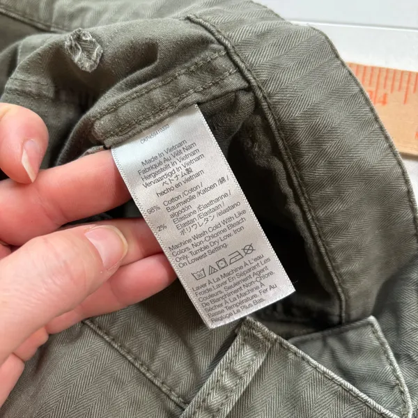Madewell High Rise Utility Pants Green Herringbone‎ Cotton Blend Women's Size 26 - Image 5