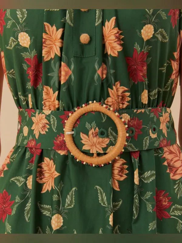FARM Rio Green Pineapple Garden Organic Cotton Maxi Dress Size M - Image 5