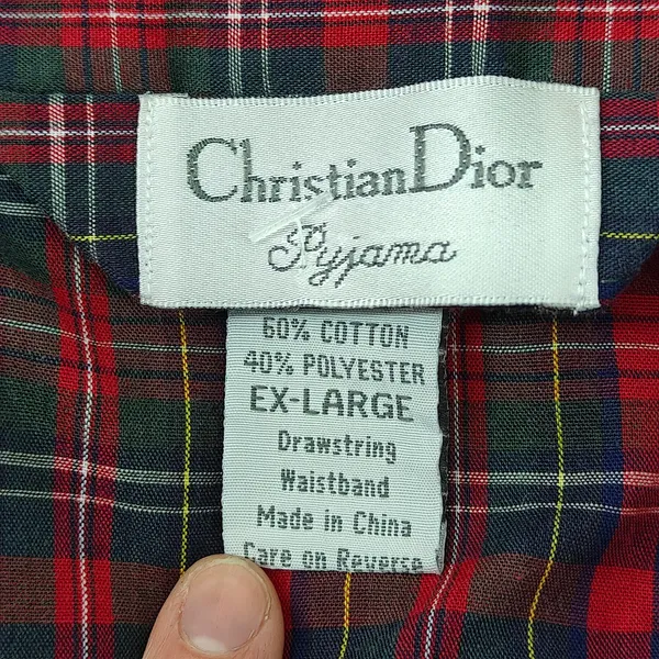 Christian Dior Multicolored Plaid Long Sleeve Button Down Pyjama Shirt XL - Image 2