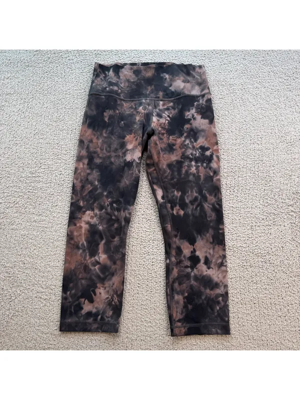 Lululemon Wunder Under Crop Leggings Women’s 6 S Brown Black Tie Dye 28 Waist - Image 2