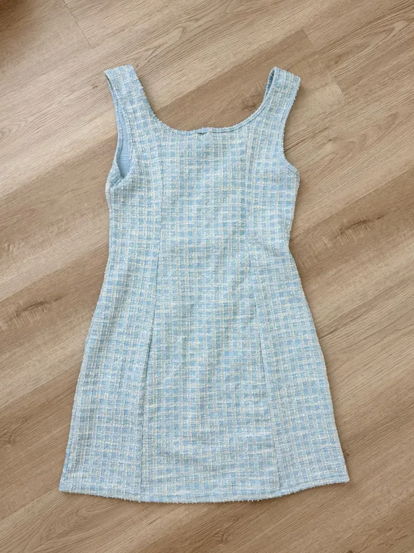 SHEIN Double Breasted Detail Plaid Tweed Dress - Image 4