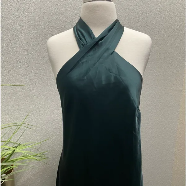 NWT Lovely LB025 twist halter lux charmeuse maxi Dress Evergreen Sz XL $231‎ - Image 5