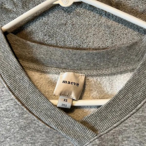 Maeve Anthropologie Oversized Twofer‎ Knit Pullover Mixed Media Pleated Gray XS - Image 2