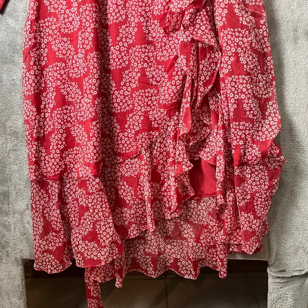 Justin Ladies Red Floral Skull Wrap Maxi Dress Longhorn Skull Western Cowgirl SM - Image 4
