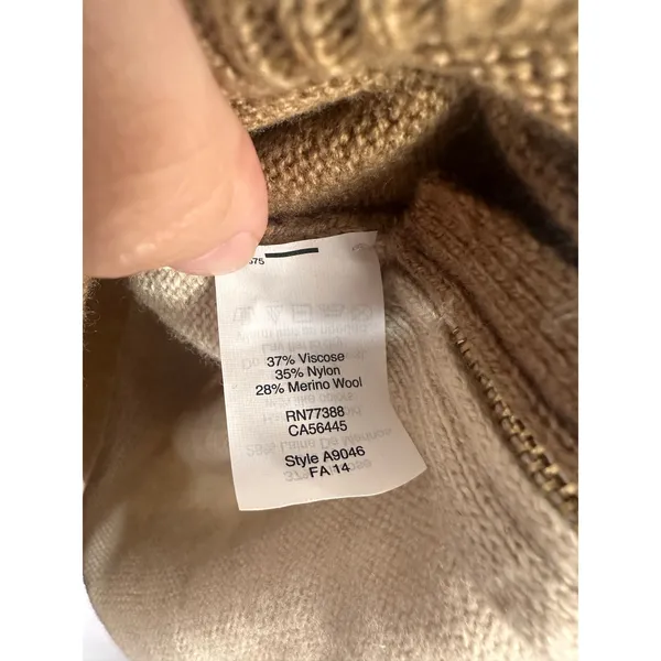 J.Crew Sweater Womens Medium Brown Beige Colorblock Merino Wool Blend Zip Detail - Image 4