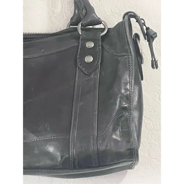Frye Melissa Double Handle Leather Satchel Women's purse bag smoky grey - Image 2