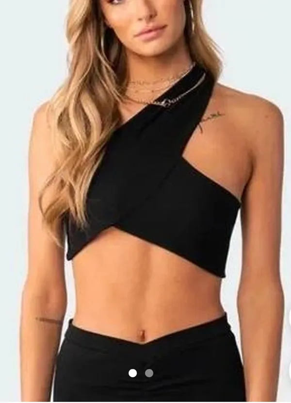 Edikted Gina One Shoulder Crop Top - Image 2