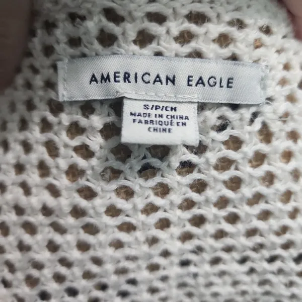 American Eagle Sweater Womens Size S Off-White Tie Front Open Knit Bohemian‎ - Image 5