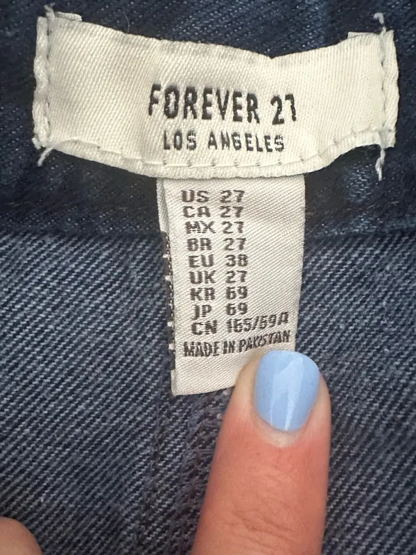Vintage Y2K Forever 21 Los Angeles Dark Denim Zip-Front A-Line Mini Skirt sz 27 - Image 5