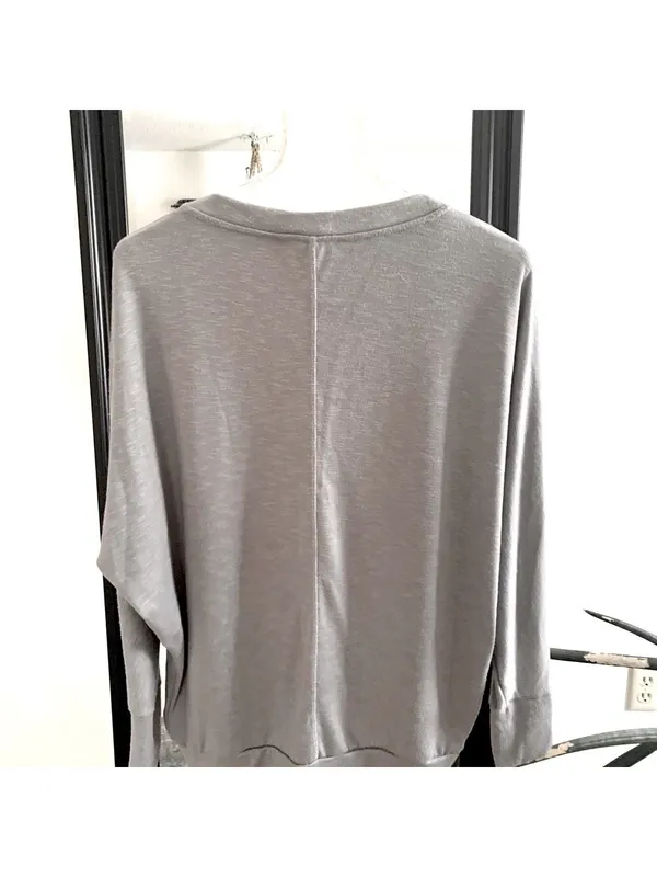 Jane and Delancey Gray V-Neck Long Sleeve Shirt - Image 2