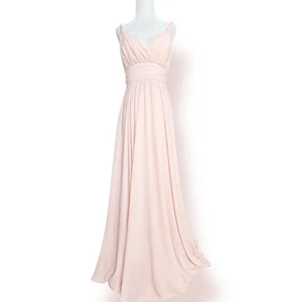 Lulus Baby‎ Pink Maxi Dress Pleated V Neck Strappy Formal Small Elegant Flowy - Image 2