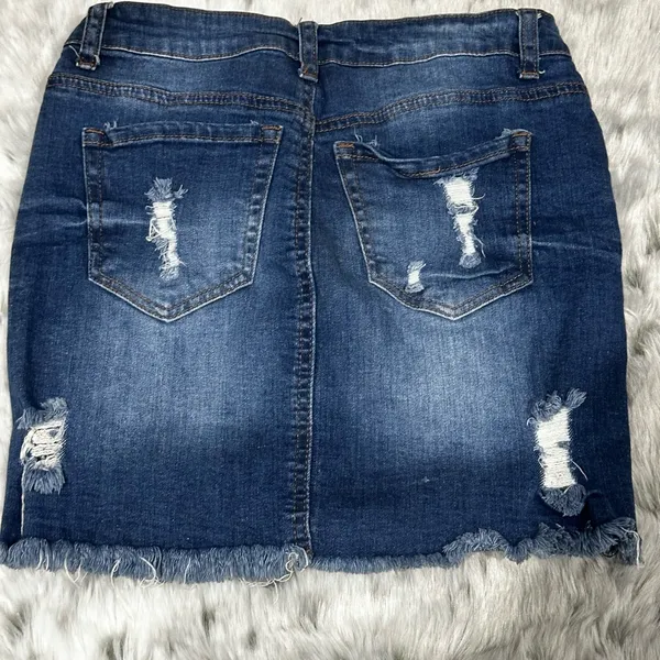 Wax Jean 003# Denim Distressed mini Skirt sz S - Image 2