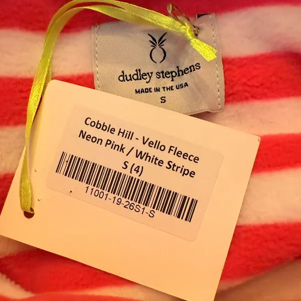 NWT Dudley Stephens S Pink‎ Striped Cobble Hill Vello Fleece Mock Neck Pockets - Image 7