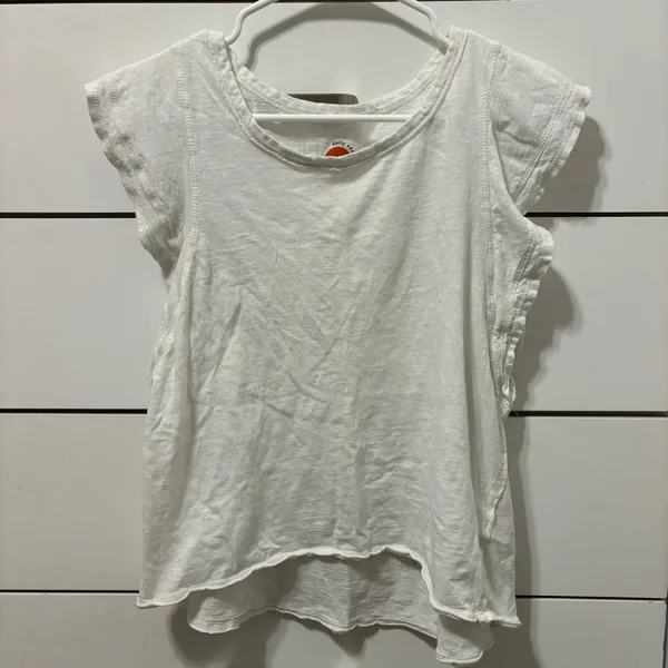 Anthropologie Daily Practice White Ruffle Sleeve Tee - Image 2
