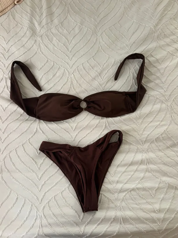 Mocha Brown Strapless Bikini Size XS - Image 4