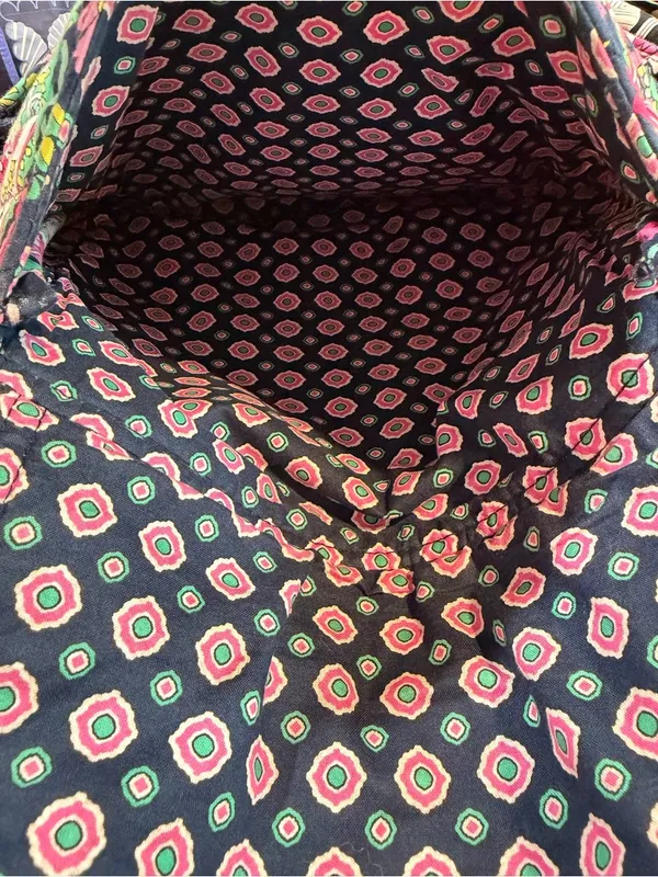 Vera Bradley Navy Quilted Paisley Shoulder Bag with Pink & Green Accents​ - Image 7