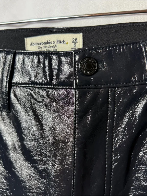 Abercrombie & Fitch The 90’s Straight Ultra High Rise Vegan Leather Pants NOWT - Image 3