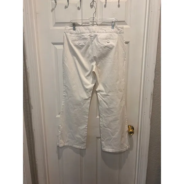 Banana Republic Martin Fit White Wide Leg Chino Pants Womens 14 Nautical Minimal - Image 6