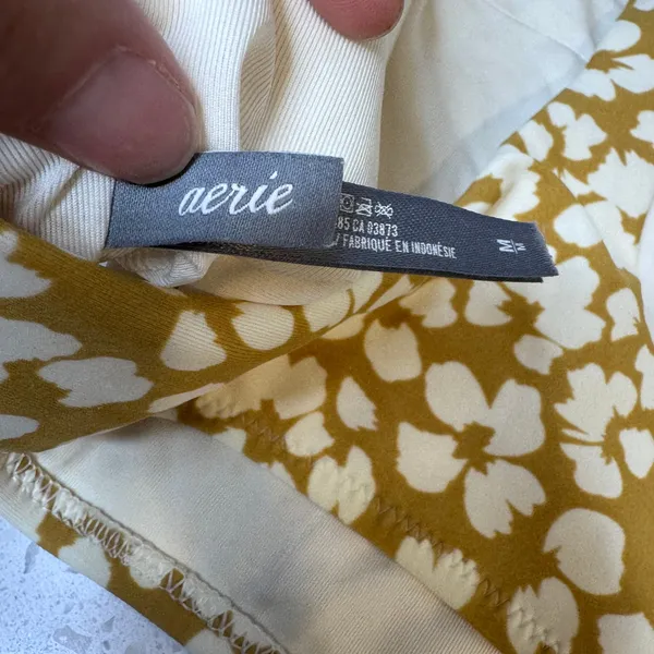 Aerie Womens Floral High Neck‎ Racerback Crop Bikini Top Mustard Yellow Medium M - Image 4