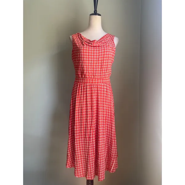 Maeve Anthropologie Medium Orange Floral Cowl Midi Jersey Dress boho cottage re - Image 2